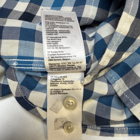 The North Face Men’s Blue Gingham Check Long Sleeve Button Up Shirt Medium EUC - Picture 5 of 8
